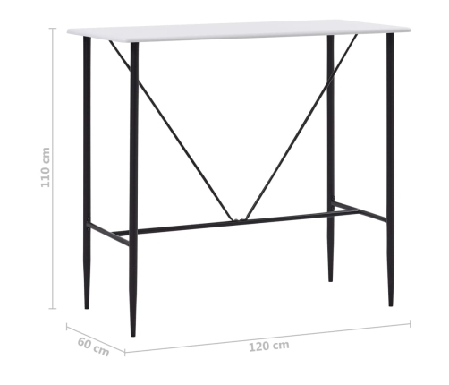 Mesa alta de cocina MDF blanco 120x60x110 cm