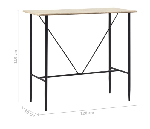 Mesa alta de cocina MDF color roble 120x60x110 cm