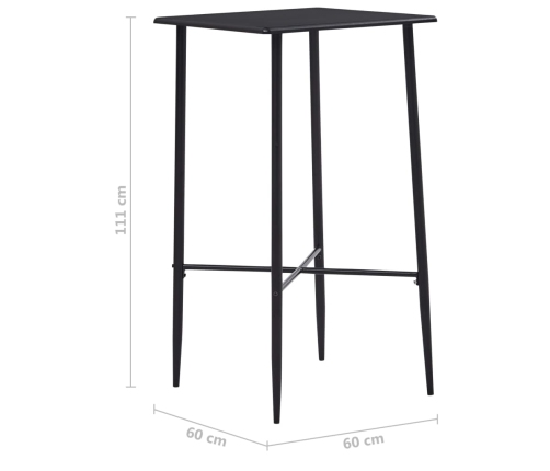 Mesa alta de cocina MDF negro 60x60x111 cm