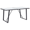 Mesa de comedor de vidrio templado blanco 140x70x75 cm