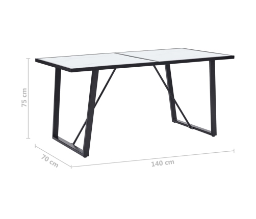 Mesa de comedor de vidrio templado blanco 140x70x75 cm