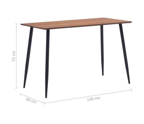 Mesa de comedor de MDF marrón 120x60x75 cm