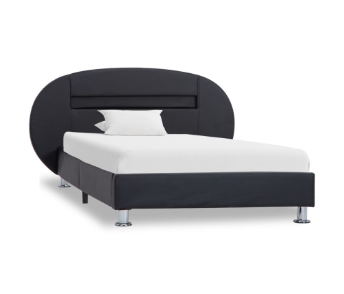 Estructura cama LED sin colchón cuero sintético negro 90x200 cm