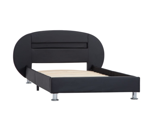 Estructura cama LED sin colchón cuero sintético negro 90x200 cm