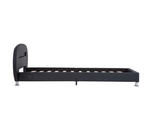 Estructura cama LED sin colchón cuero sintético negro 90x200 cm