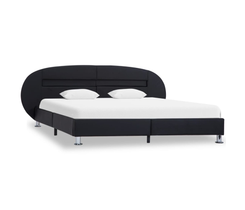 Estructura cama LED sin colchón cuero sintético negro 180x200cm