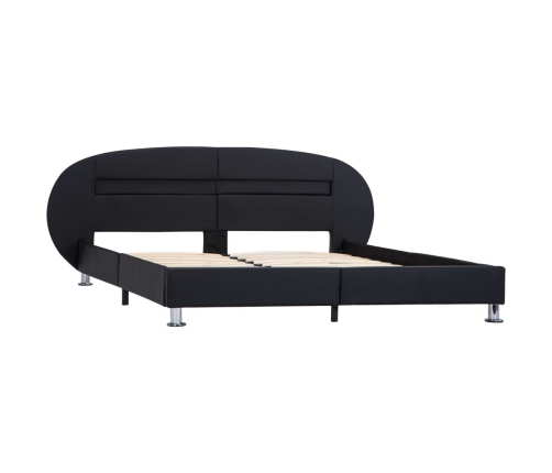 Estructura cama LED sin colchón cuero sintético negro 180x200cm