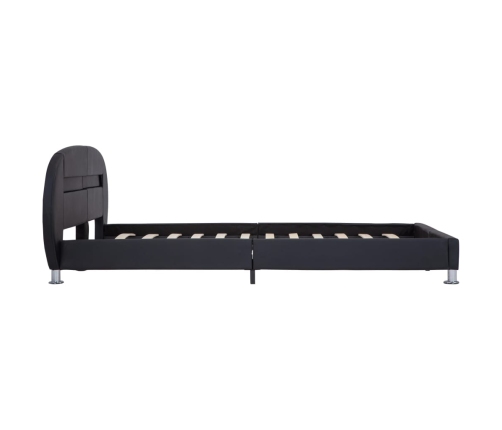 Estructura cama LED sin colchón cuero sintético negro 180x200cm