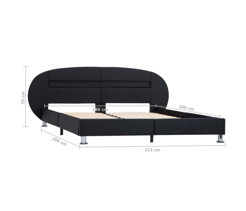 Estructura cama LED sin colchón cuero sintético negro 180x200cm