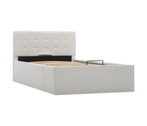 Cama canapé hidráulica cuero sintético blanco 100x200 cm