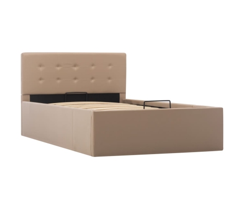 Cama canapé hidráulica cuero sintético capuchino 90x200 cm