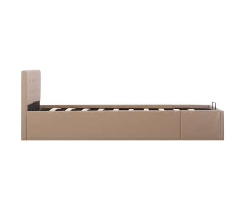 Cama canapé hidráulica cuero sintético capuchino 90x200 cm