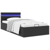 Cama canapé hidráulica con LED sin colchón negra 90x200 cm