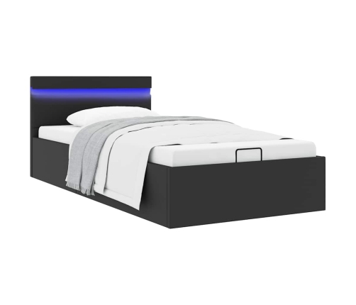 Cama hidráulica almacenaje LED sin colchón negro 100x200 cm