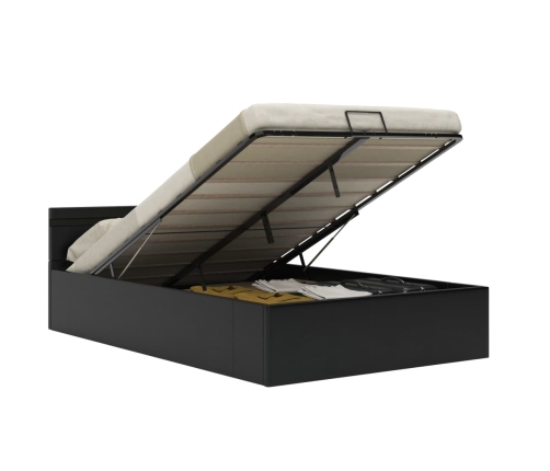 vidaXL Cama canapé hidráulica con LED cuero sintético negro 120x200 cm