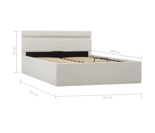 vidaXL Cama canapé hidráulica con LED cuero sintético blanco 120x200cm