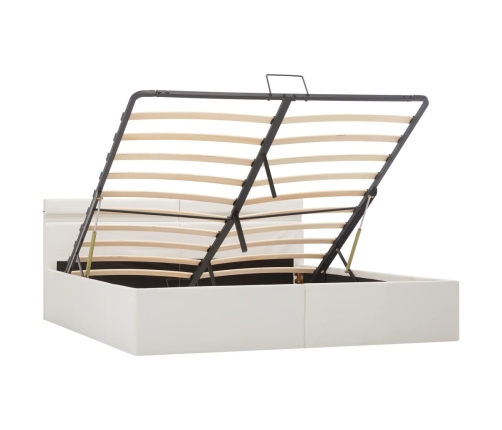 vidaXL Cama canapé hidráulica con LED cuero sintético blanca 180x200cm