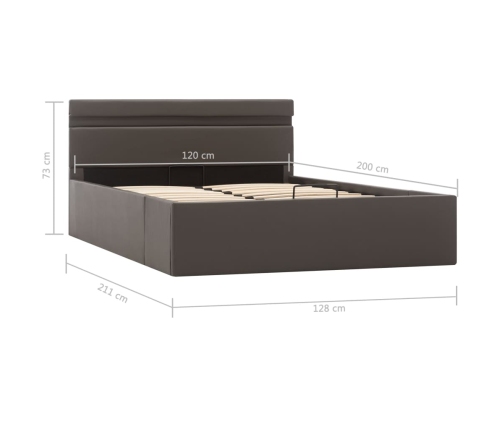 vidaXL Cama canapé hidráulica con LED cuero sintético gris 120x200 cm