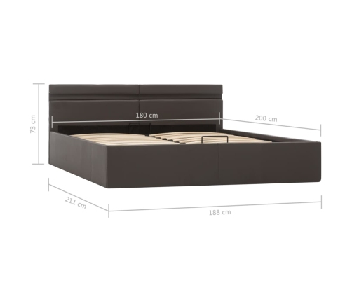 vidaXL Cama canapé hidráulica con LED cuero sintético gris 180x200 cm