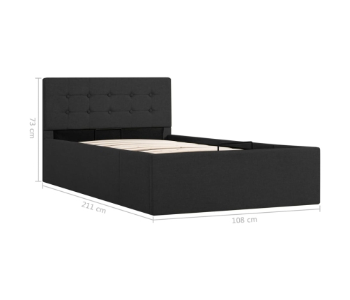 vidaXL Cama canapé hidráulica almacenaje tela gris oscuro 100x200 cm