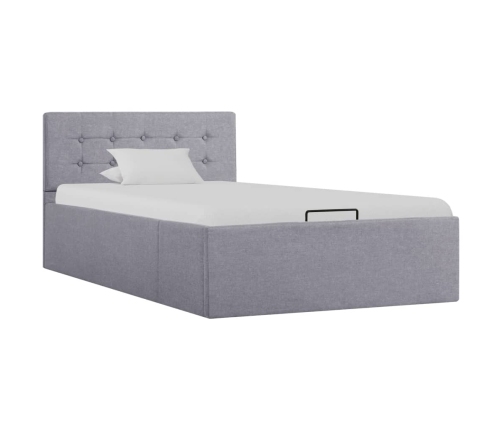 vidaXL Cama hidráulica con almacenaje y LED tela gris claro 90x200 cm