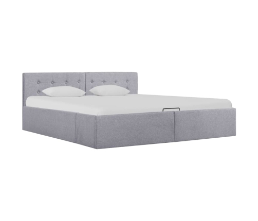 vidaXL Cama canapé hidráulica almacenaje tela gris claro 160x200 cm