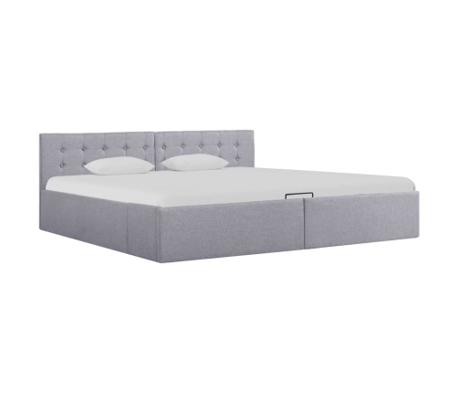 vidaXL Cama canapé hidráulica almacenaje tela gris claro 180x200 cm