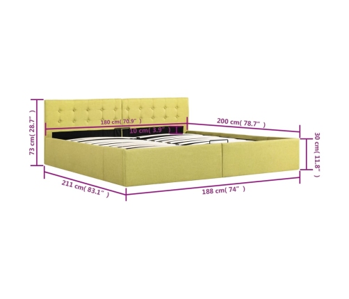 Cama canapé hidraúlica tela amarillo lima 180x200 cm