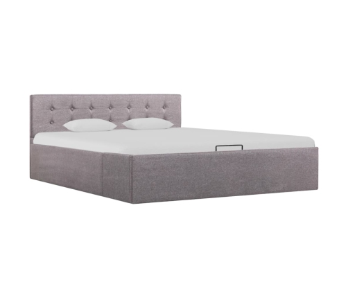 vidaXL Cama canapé hidráulica con almacenaje tela taupe 140x200 cm