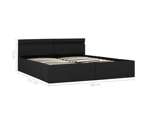 vidaXL Cama hidráulica con almacenaje y LED tela gris oscuro 180x200cm