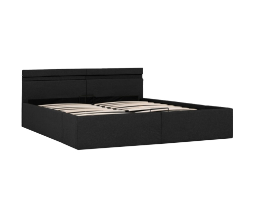 vidaXL Cama hidráulica con almacenaje y LED tela gris oscuro 180x200cm