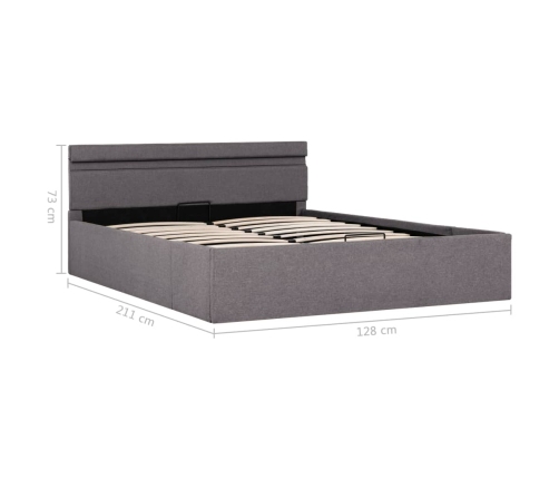 vidaXL Cama canapé hidráulica almacenaje LED tela gris topo 120x200 cm