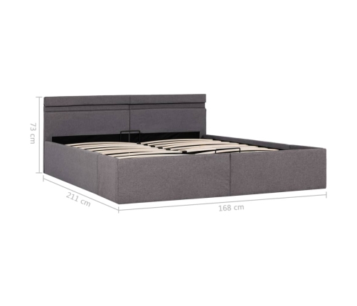 vidaXL Cama canapé hidráulica almacenaje LED tela gris topo 160x200 cm