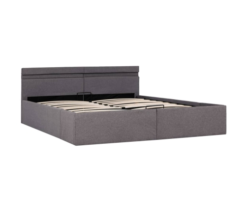 vidaXL Cama canapé hidráulica almacenaje LED tela gris topo 160x200 cm