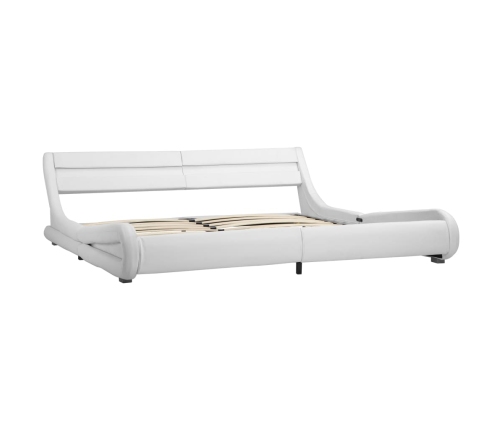 vidaXL Estructura de cama con LED de cuero sintético blanco 180x200 cm