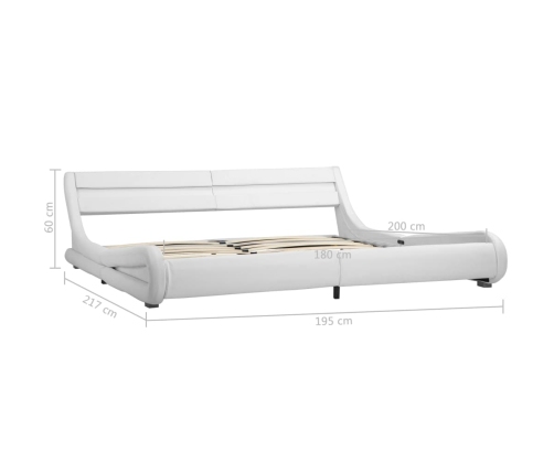 vidaXL Estructura de cama con LED de cuero sintético blanco 180x200 cm