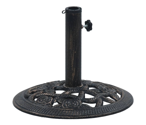 Base de sombrilla de hierro fundido negro y bronce 9 kg 40 cm