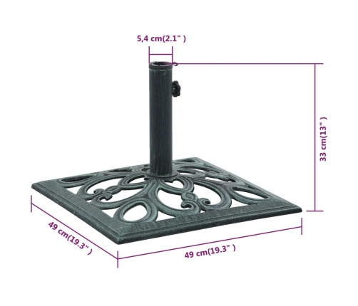 Base de sombrilla de hierro fundido verde 12 kg 49 cm