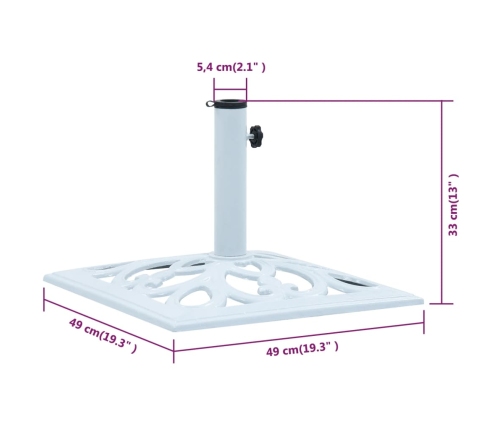 Base de sombrilla de hierro fundido blanco 12 kg 49 cm