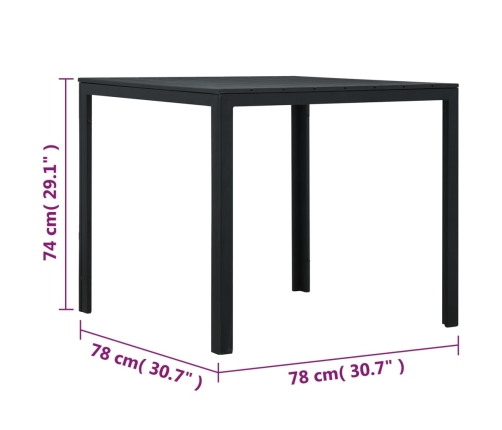 Mesa de centro de HDPE con aspecto de madera negro 78x78x74 cm