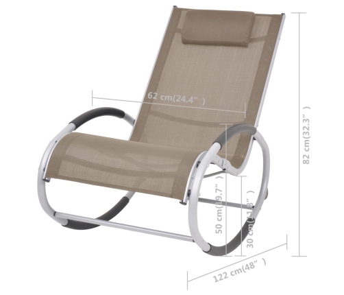 vidaXL Silla mecedora de jardín de textilene gris topo