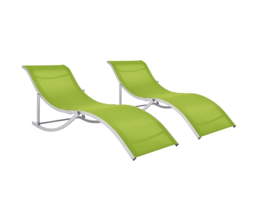 vidaXL Tumbonas plegables 2 unidades textilene verde