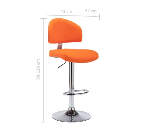 Taburete de cocina de cuero sintético naranja