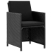 Set comedor de jardín 9 piezas y cojines ratán sintético negro