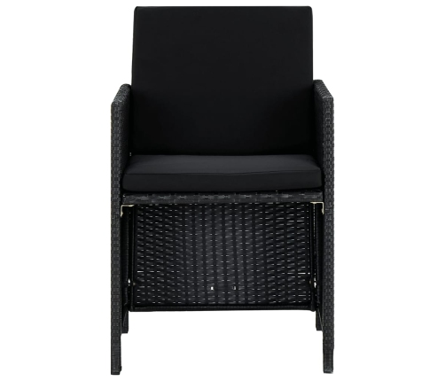 Set comedor de jardín 9 piezas y cojines ratán sintético negro