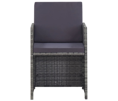 Set comedor de jardín 9 piezas y cojines ratán sintético gris