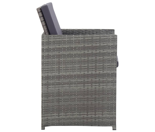 Set comedor de jardín 9 piezas y cojines ratán sintético gris