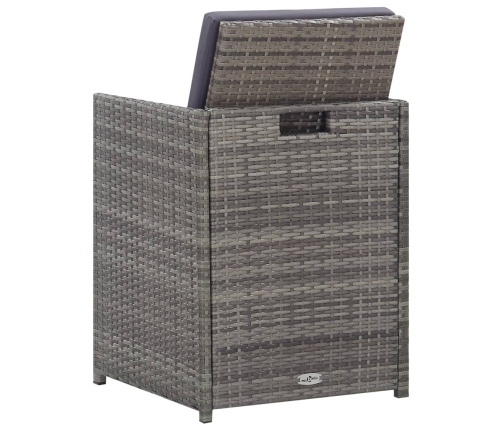 Set comedor de jardín 9 piezas y cojines ratán sintético gris