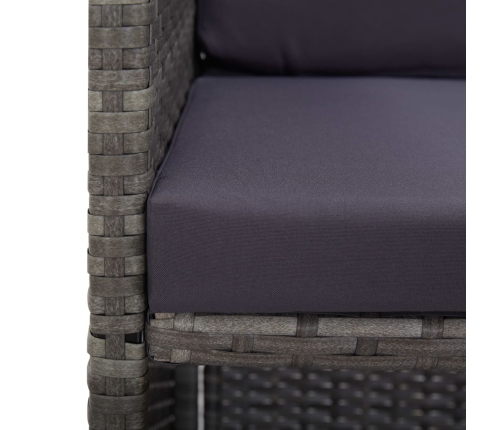 Set comedor de jardín 9 piezas y cojines ratán sintético gris