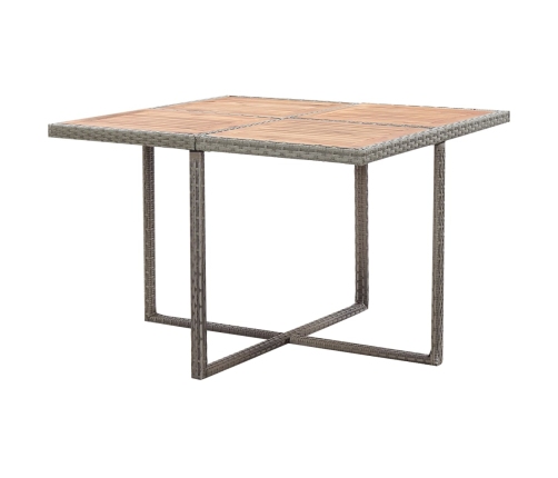Set comedor de jardín 9 piezas y cojines ratán sintético gris